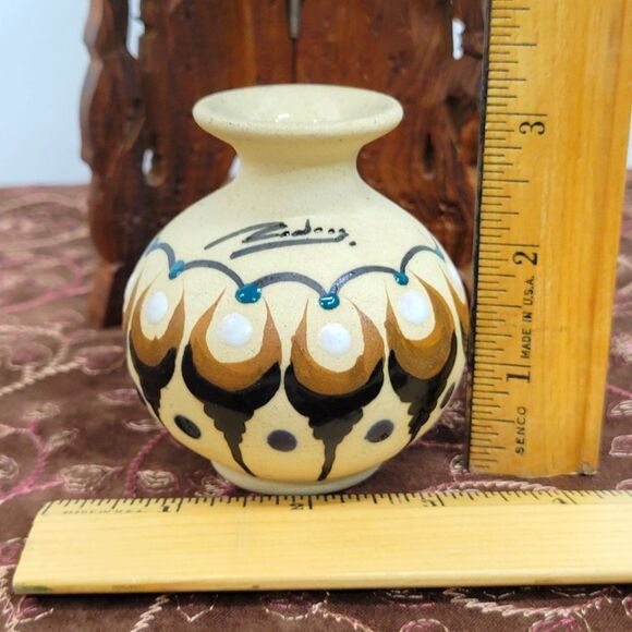 Vintage Zadar Hand Painted Miniature Vase – Yugoslavia Pottery – Abstract Floral - Picture 11 of 15